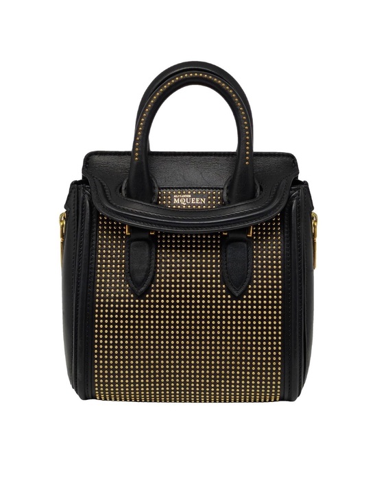 Alexander McQueen Handbags - Alexander McQueen Studded Leather Mini Tote Bag Black Gold Crossbody